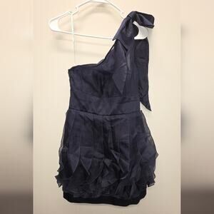 Phoebe Couture One-Shoulder Navy Dress Size 6